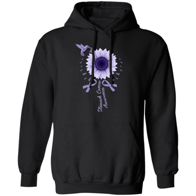 Hummingbird Sunflower Periwinkle Stomach Cancer Awareness-T-Shirt & Hoodie-Pullover Hoodie-Black