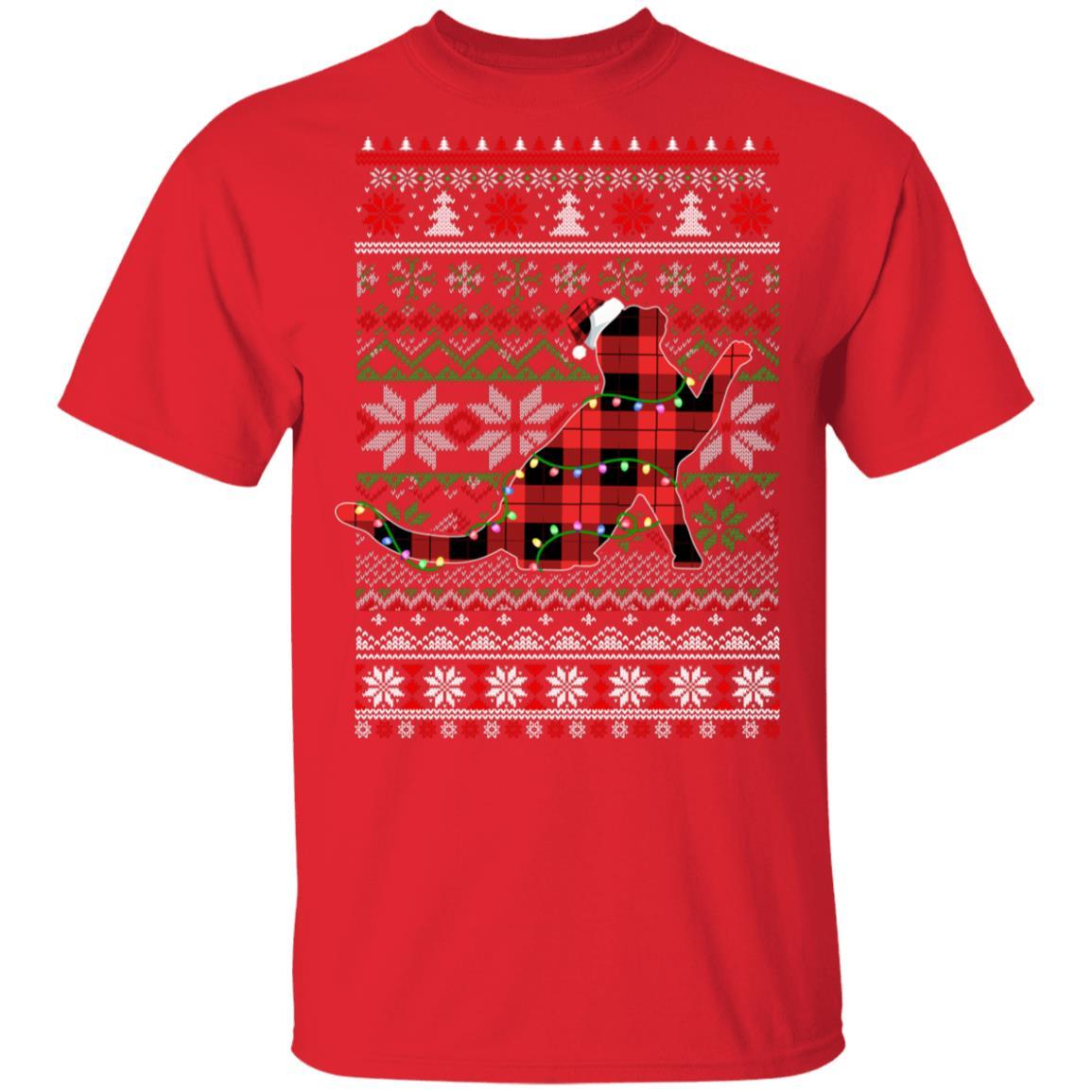 Red Plaid Buffalo Cat Pajamas Family Christmas Sweater-T-Shirt & Sweatshirt-Classic T-Shirt-Red