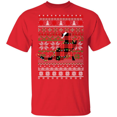 Red Plaid Buffalo Cat Pajamas Family Christmas Sweater-T-Shirt & Sweatshirt-Classic T-Shirt-Red