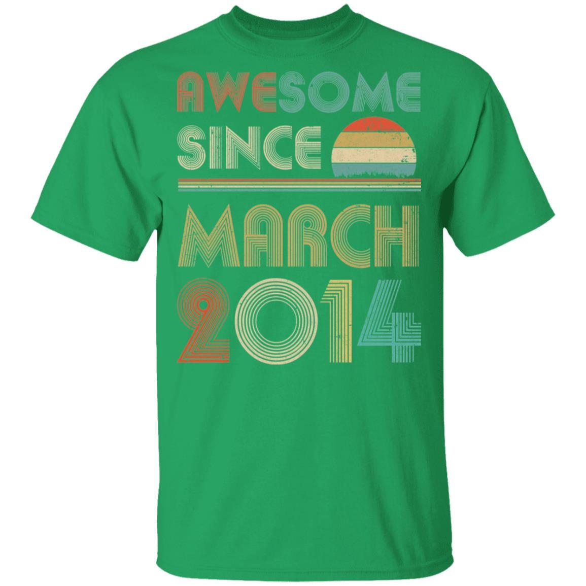 Awesome Since March 2014 Vintage 7th Birthday Gifts Youth-Youth Shirt-Youth T-Shirt-Irish Green