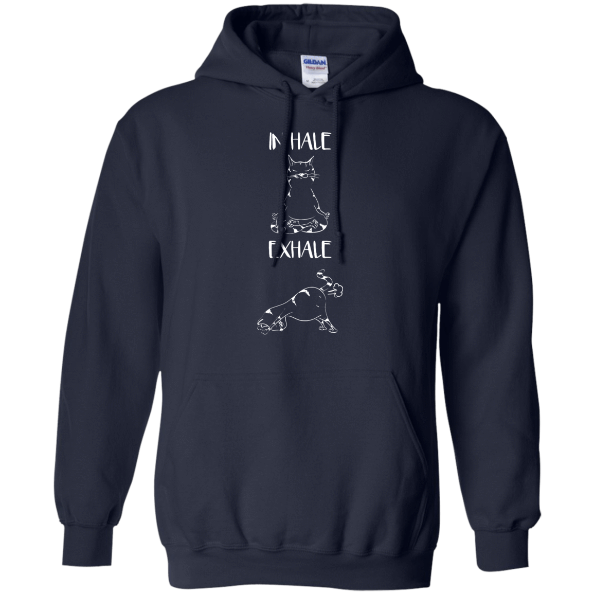 Yoga Cat Inhale Exhale-T-Shirt & Hoodie-Pullover Hoodie-Navy