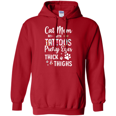 Cat Mom With Tattoos Pretty Eyes Thick Thighs-T-Shirt & Tank Top-Pullover Hoodie-Red