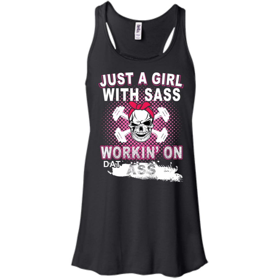 JUST A GIRL WITH SASS-T-Shirt & Hoodie-Women's Flowy Racerback Tank-Black