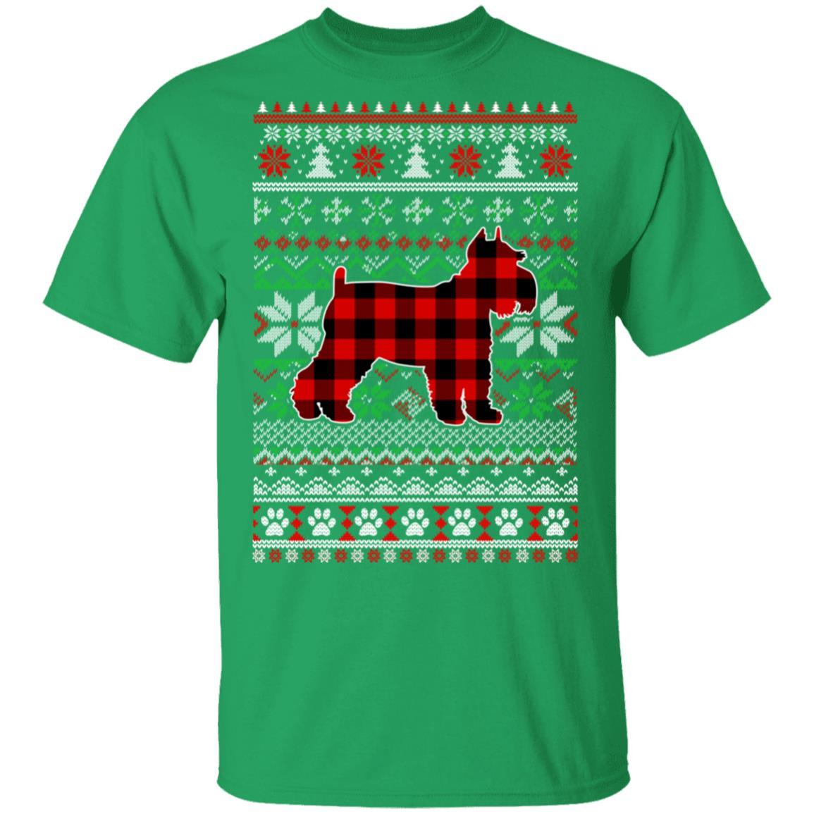 Schnauzer Red Plaid Ugly Christmas Sweater Gifts-T-Shirt & Sweatshirt-Classic T-Shirt-Irish Green