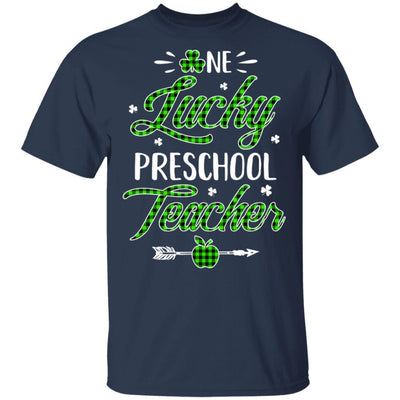 One Lucky Preschool Teacher St Patricks Day Irish Gift-T-Shirt & Hoodie-Classic T-Shirt-Navy