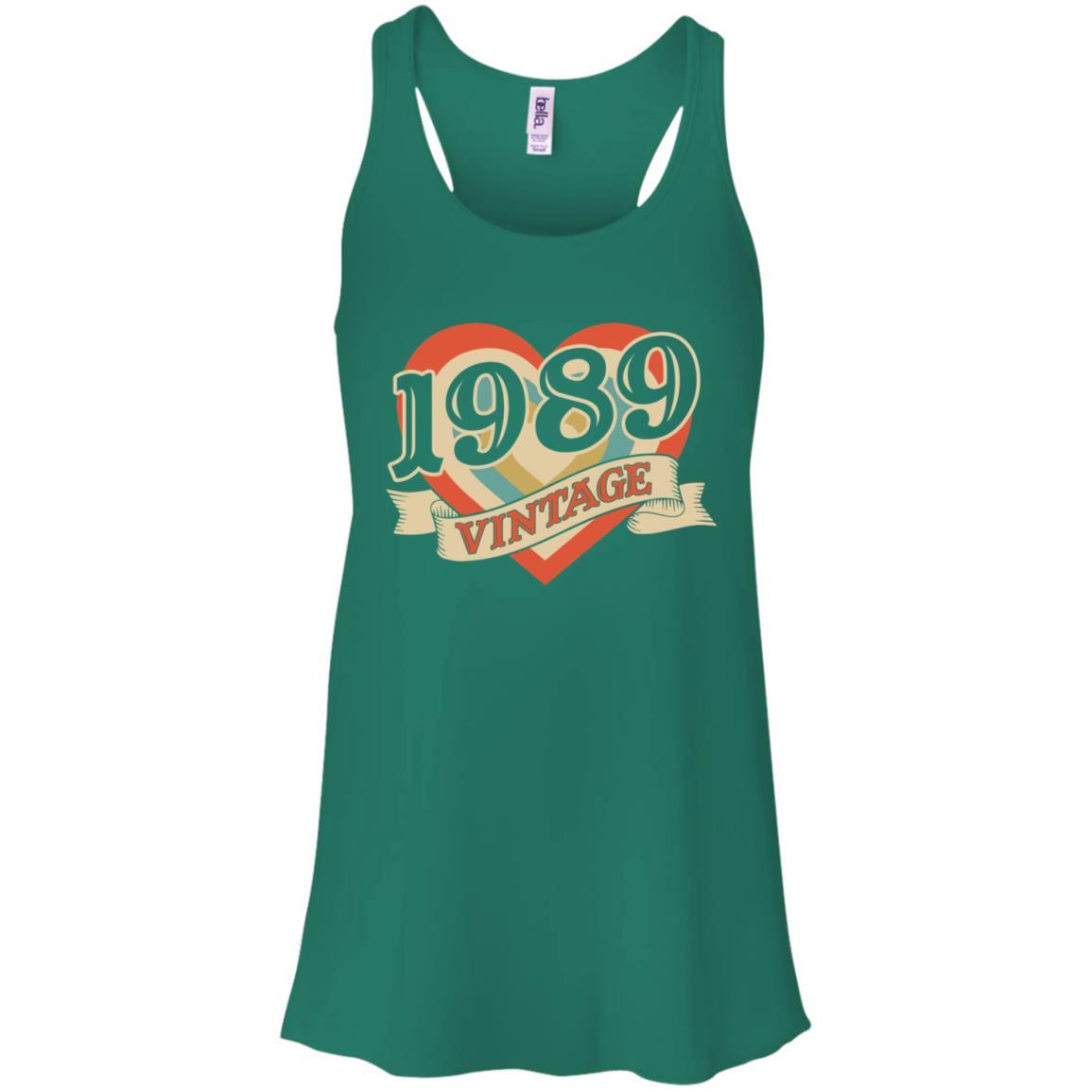 Vintage Retro Classic Heart Made In 1989 32th Birthday-T-Shirt & Tank Top-Women's Flowy Racerback Tank-Kelly Green