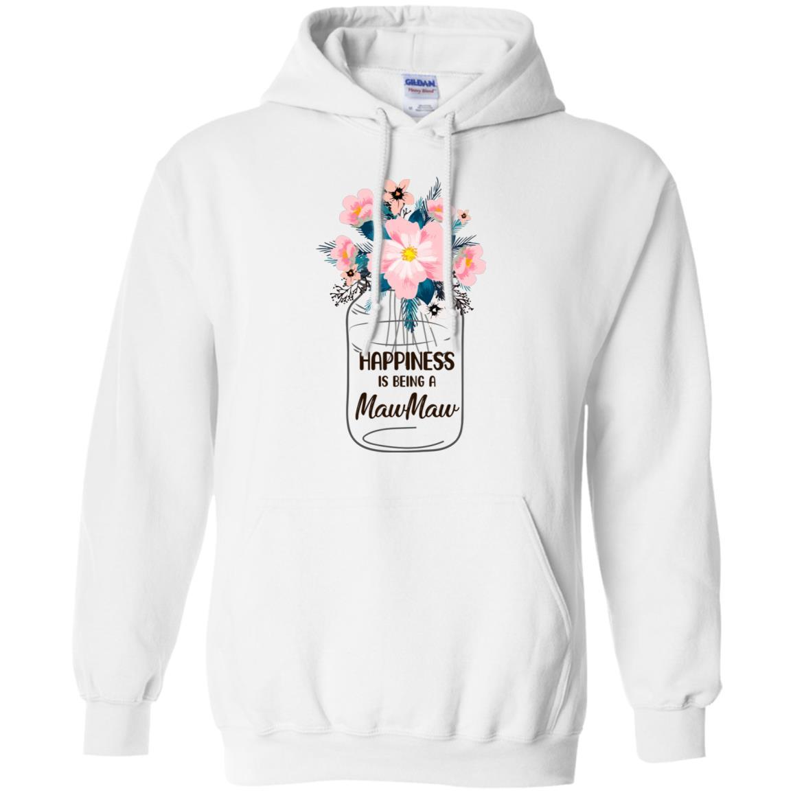Happiness Is Being MawMaw Life Flower MawMaw Gifts-T-Shirt & Hoodie-Pullover Hoodie-White
