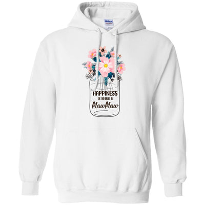 Happiness Is Being MawMaw Life Flower MawMaw Gifts-T-Shirt & Hoodie-Pullover Hoodie-White