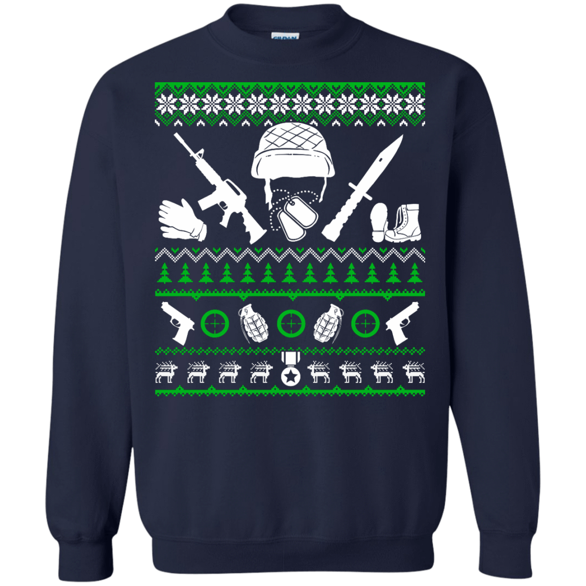 Veteran Christmas Sweater-T-Shirt & Hoodie-Crewneck Sweatshirt-Navy