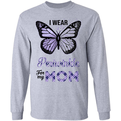 I Wear Periwinkle For My Mom Butterfly Stomach Cancer-T-Shirt & Hoodie-Long Sleeve T-Shirt-Sport Grey