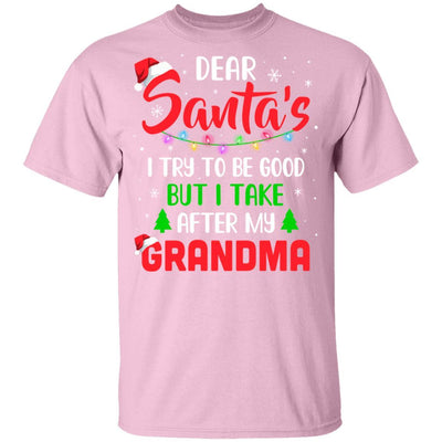 Dear Santa I Tried To Be Good But My Grandma Christmas Kids Youth-Youth Shirt-Youth T-Shirt-Light Pink