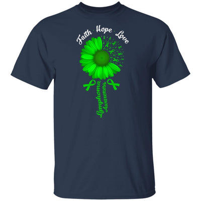 Faith Hope Love Green Lymphoma Cancer Awareness-T-Shirt & Hoodie-Classic T-Shirt-Navy