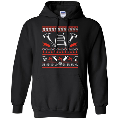 Firefighter Christmas Sweater-T-Shirt & Hoodie-Pullover Hoodie-Black