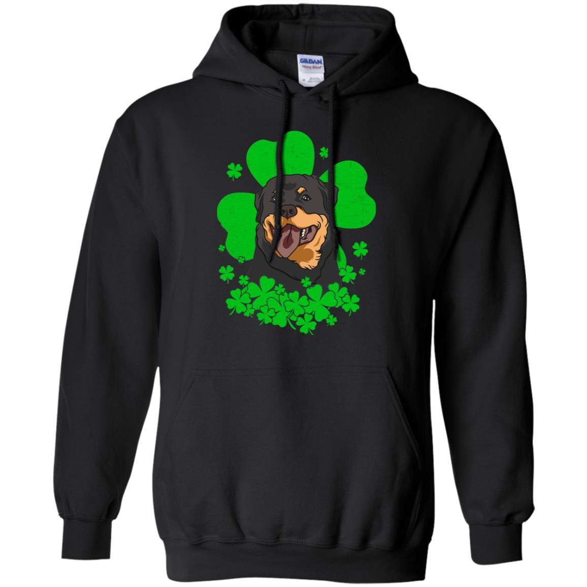 Rottweiler St. Patrick's Day Clovers-T-Shirt & Hoodie-Pullover Hoodie-Black