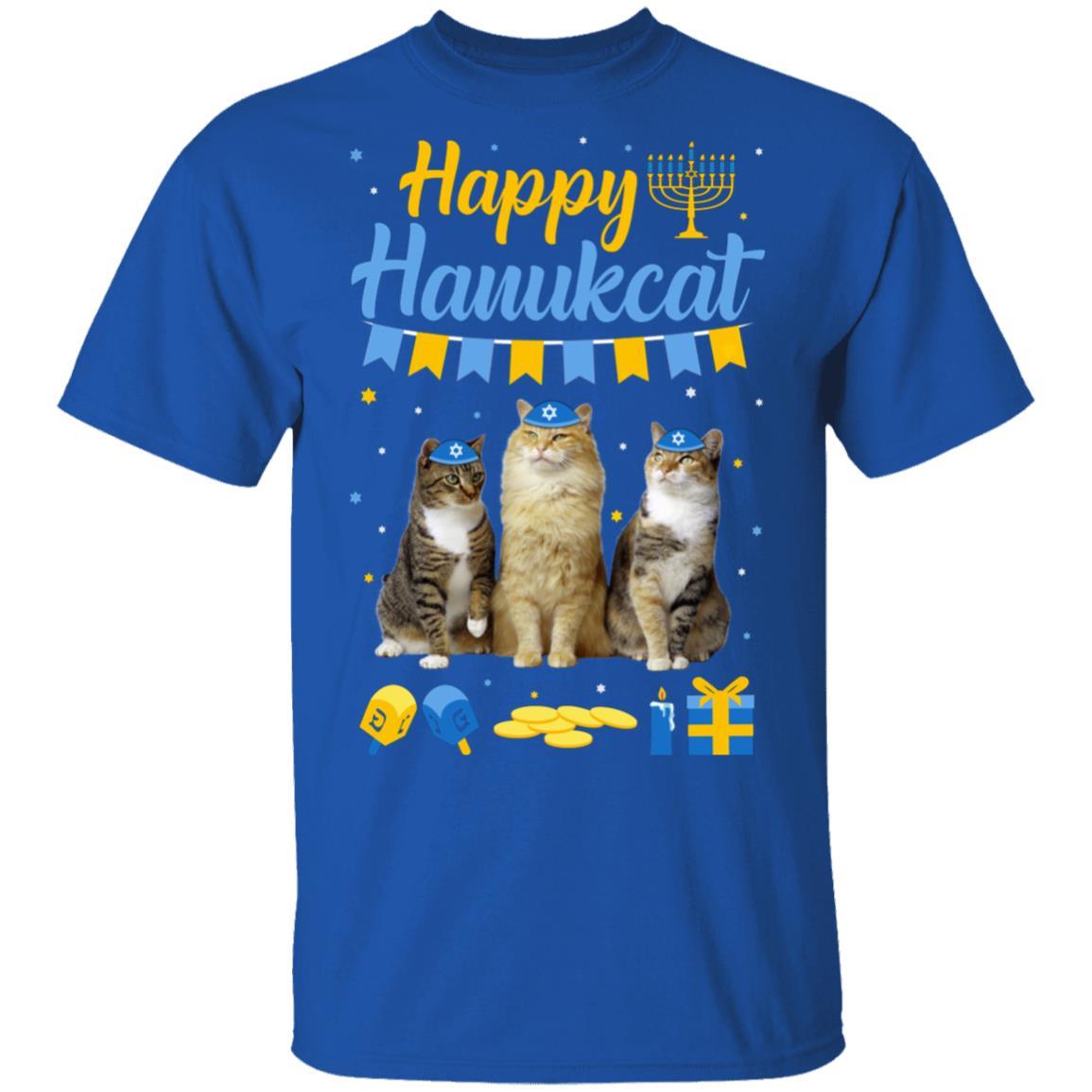 Jewish Hanukkah Cat Happy Hanukcat Christmas Gift-T-Shirt & Sweatshirt-Classic T-Shirt-Royal