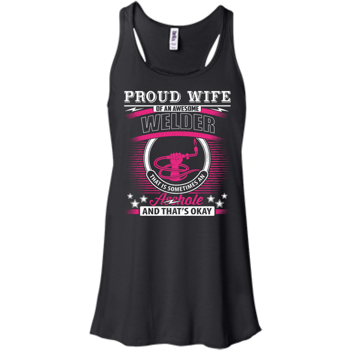 Proud Wife Of An Awesome Welder-T-Shirt & Hoodie-Women's Flowy Racerback Tank-Black