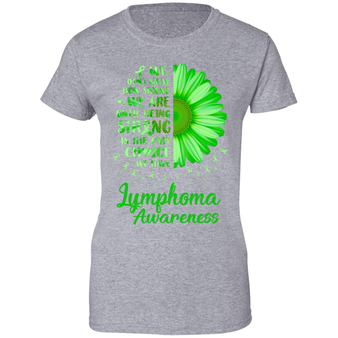 Being Strong Daisy Flower Green Lymphoma Awareness-T-Shirt & Hoodie-Women's T-Shirt-Sport Grey