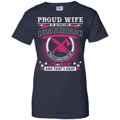 Proud Wife Of An Awesome Lumberjack-T-Shirt & Hoodie-Women's T-Shirt-Navy