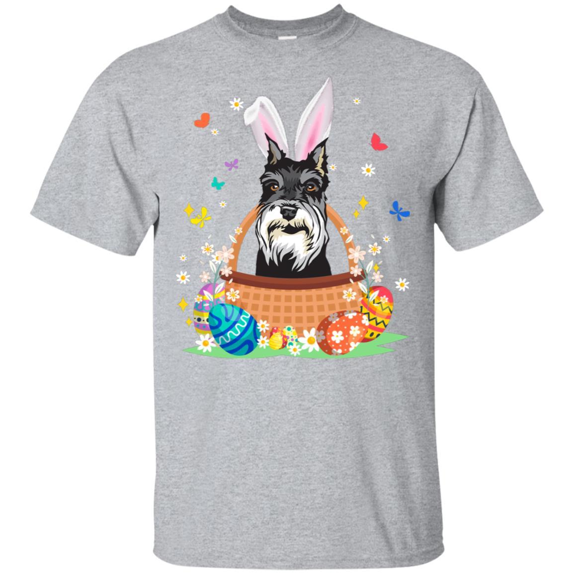 Schnauzer Bunny Hat Rabbit Easter Eggs-T-Shirt & Hoodie-Classic T-Shirt-Sport Grey