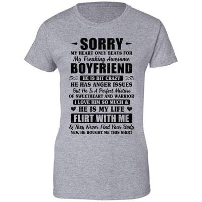 Sorry My Heart Only Beats For My Freaking Awesome Boyfriend-T-Shirt & Hoodie-Women's T-Shirt-Sport Grey