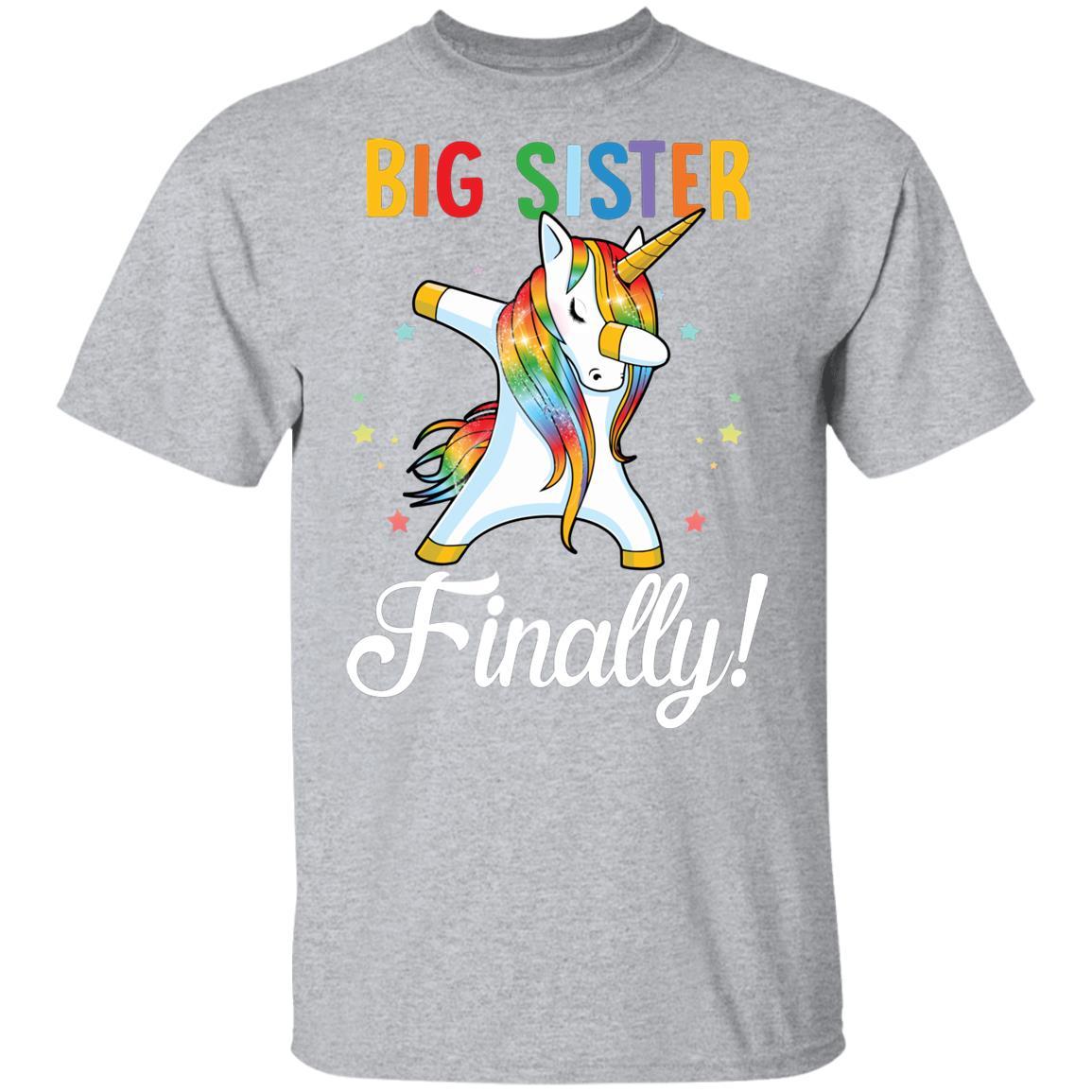 Big Sister Finally Unicorn For Girl Youth-Youth Shirt-Youth T-Shirt-Sport Grey