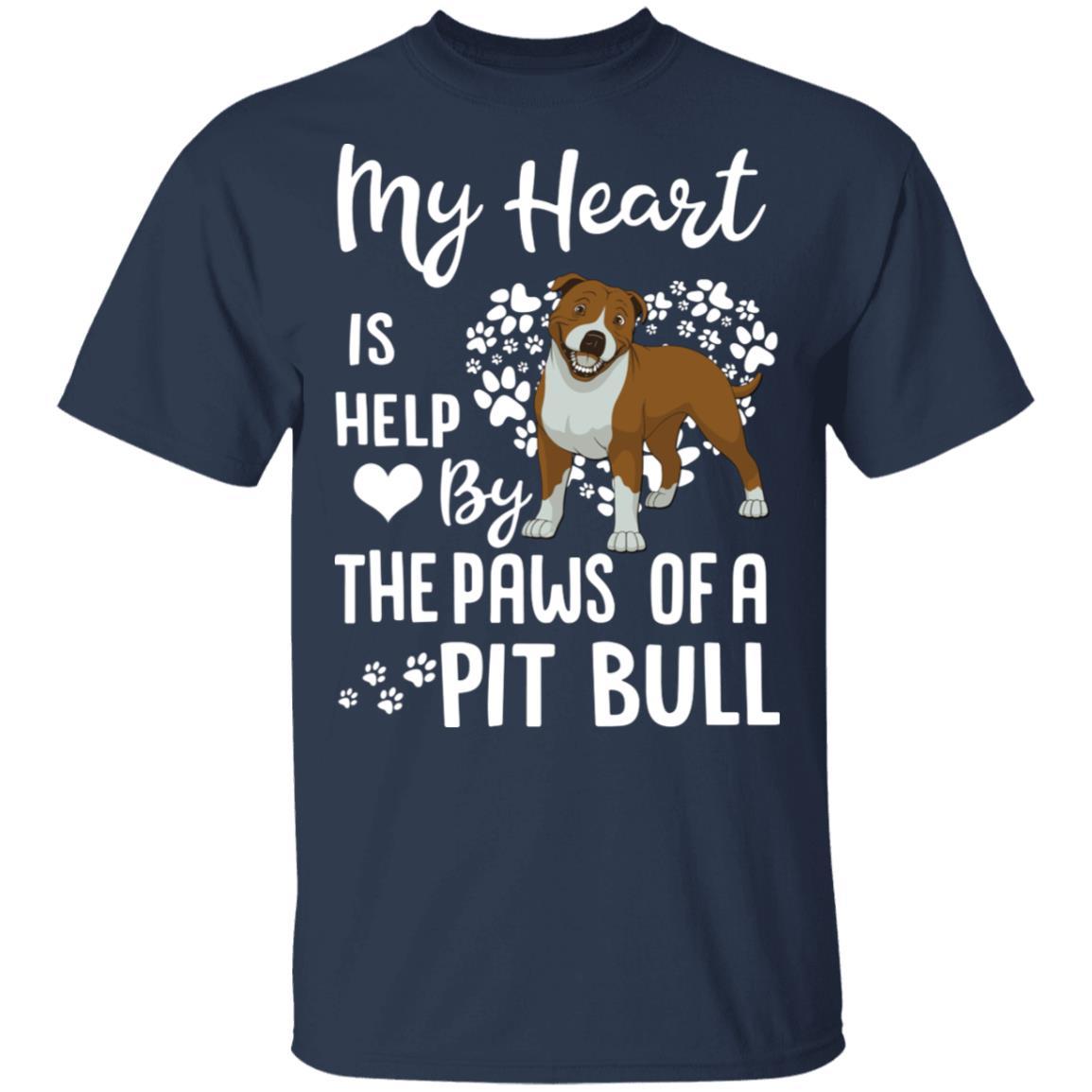 My Heart Is Held By The Paws Of A Pit Bull Lover-T-Shirt & Hoodie-Classic T-Shirt-Navy