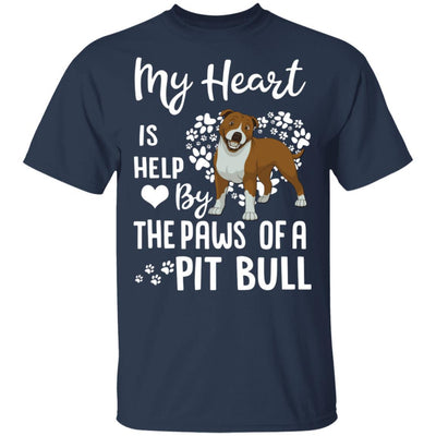 My Heart Is Held By The Paws Of A Pit Bull Lover-T-Shirt & Hoodie-Classic T-Shirt-Navy