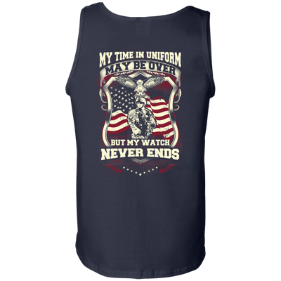 My Time In Uniform May Be Over But My Watch Never Ends-T-Shirt & Hoodie-Unisex Tank-Navy