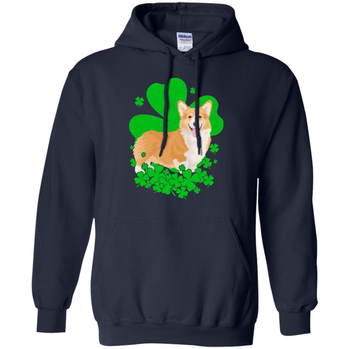 Corgi St. Patrick's Day Clovers-T-Shirt & Hoodie-Pullover Hoodie-Navy