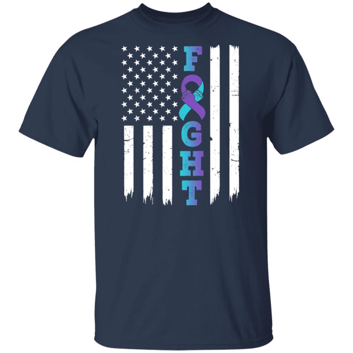 Suicide Prevention Awareness American Flag Distressed-T-Shirt & Hoodie-Classic T-Shirt-Navy
