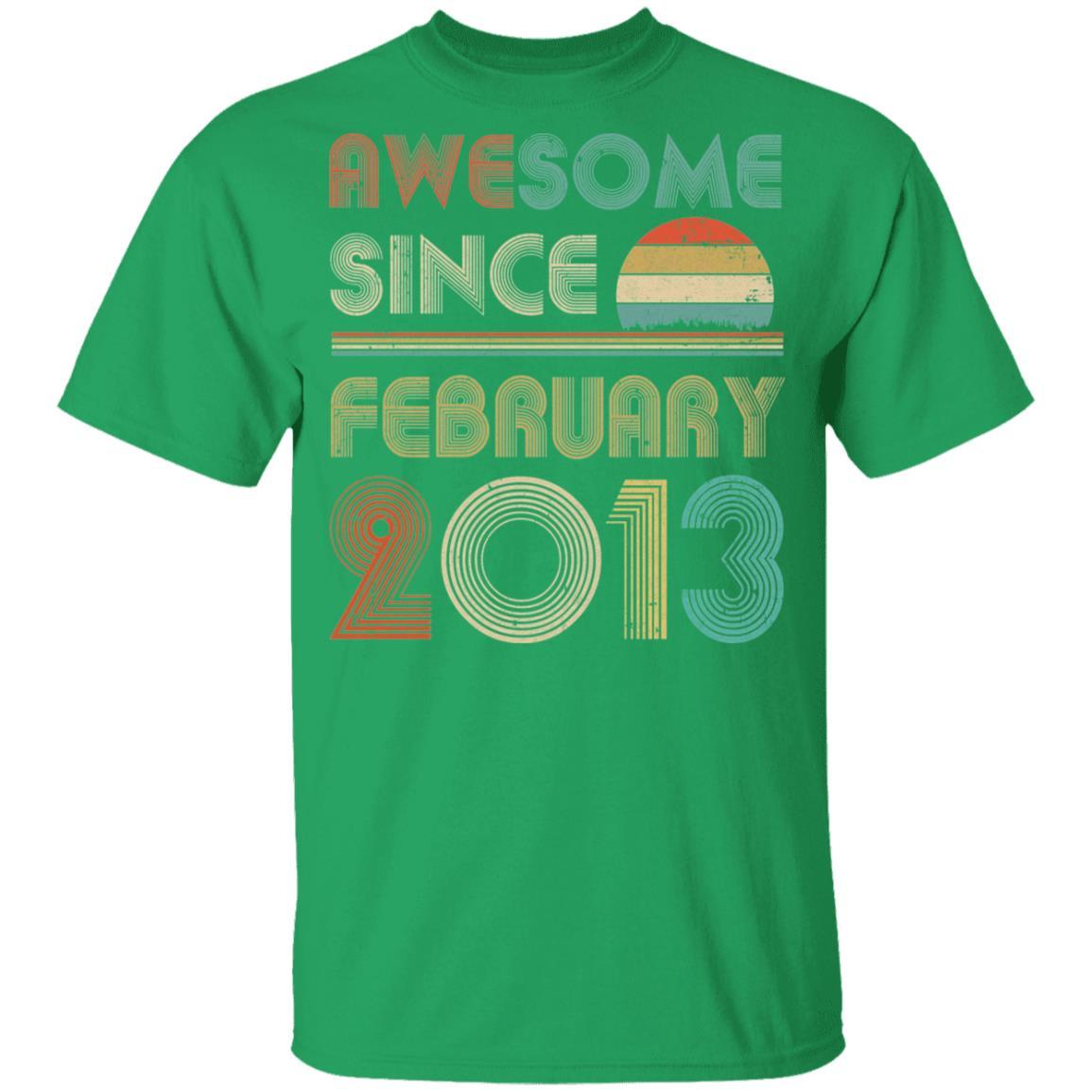 Awesome Since February 2013 Vintage 8th Birthday Gifts Youth-Youth Shirt-Youth T-Shirt-Irish Green