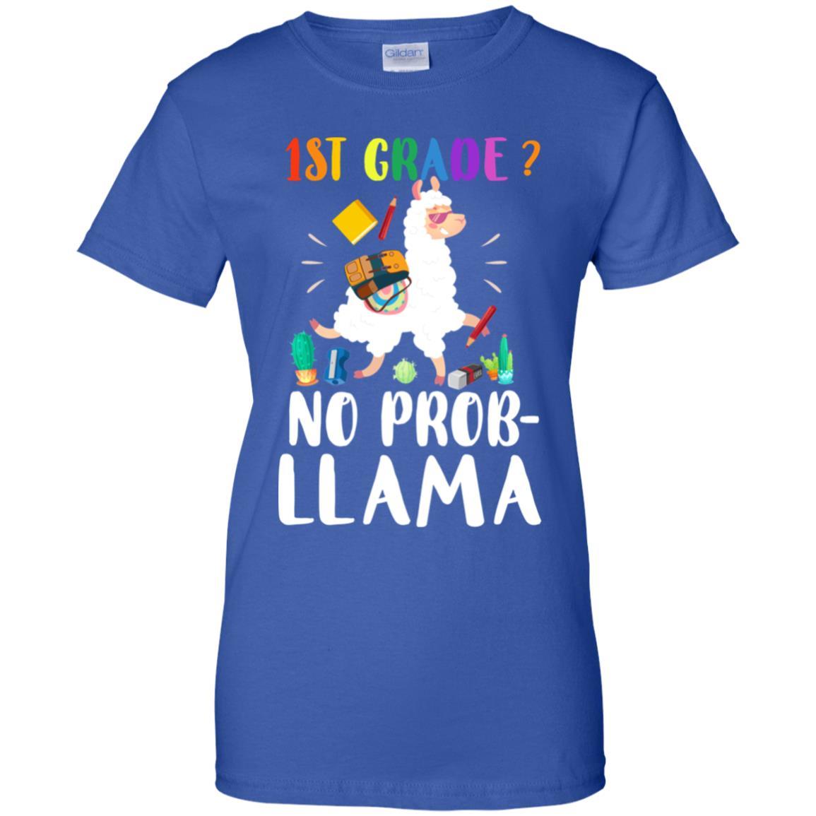 1st Grade No Prob Llama Funny First Day Of School-T-Shirt & Hoodie-Women's T-Shirt-Royal
