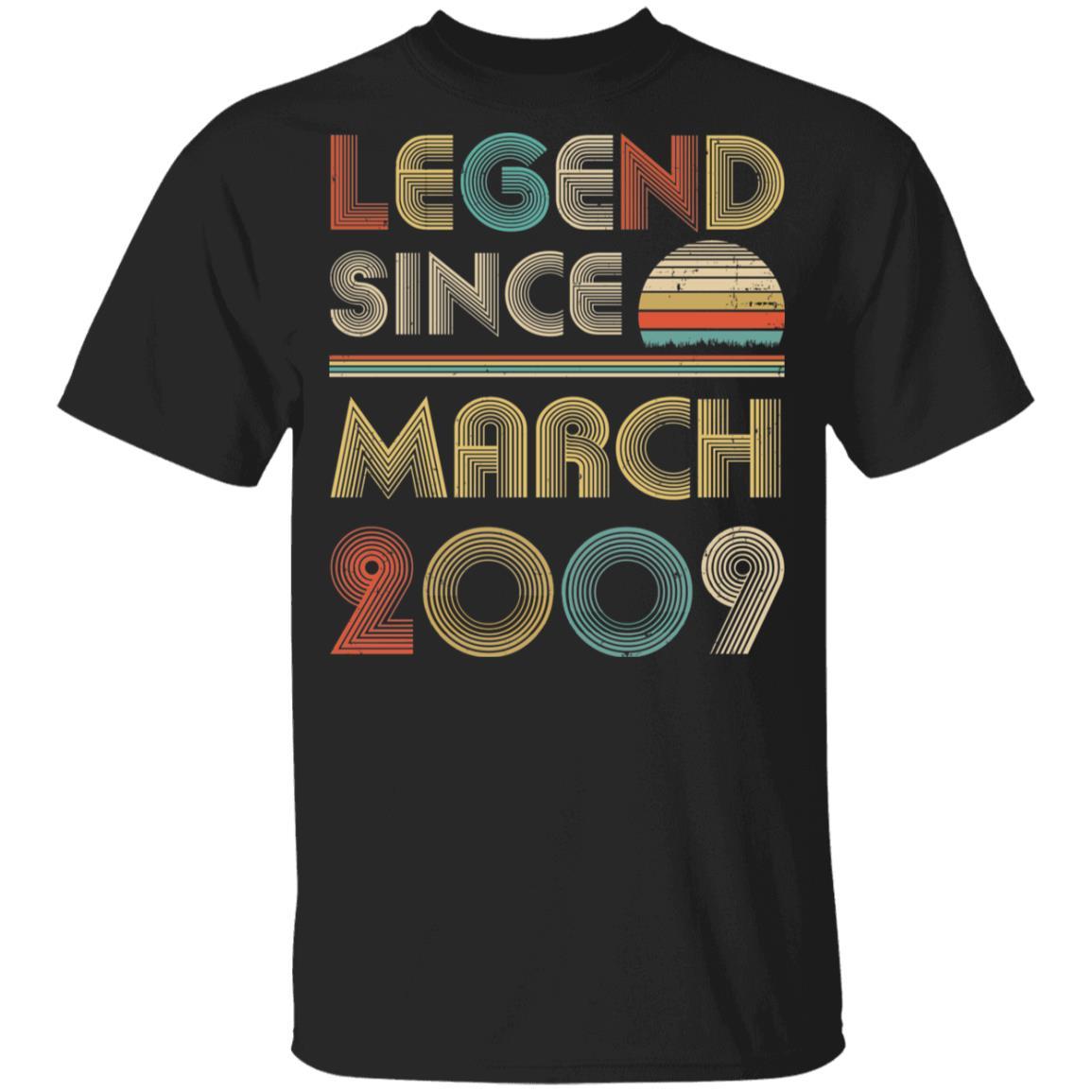 Legend Since March 2009 Vintage 12th Birthday Gifts Youth-Youth Shirt-Youth T-Shirt-Black