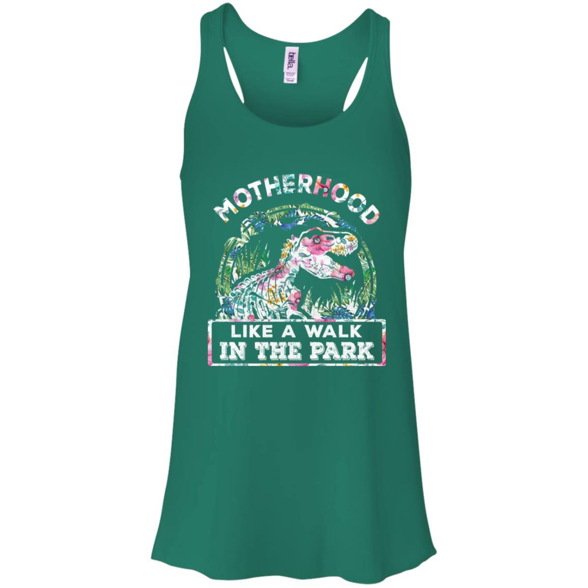 Motherhood Is A Walk In The Park Funny Dinosaur T-Rex-T-Shirt & Tank Top-Women's Flowy Racerback Tank-Kelly Green