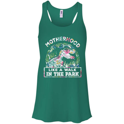 Motherhood Is A Walk In The Park Funny Dinosaur T-Rex-T-Shirt & Tank Top-Women's Flowy Racerback Tank-Kelly Green