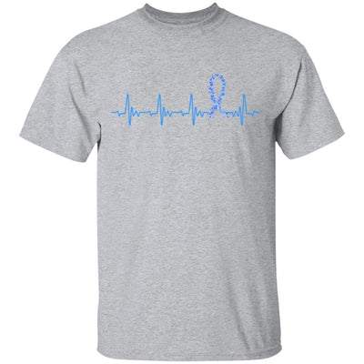 Colon Cancer Awareness Blue Ribbon Heartbeat-T-Shirt & Hoodie-Classic T-Shirt-Sport Grey