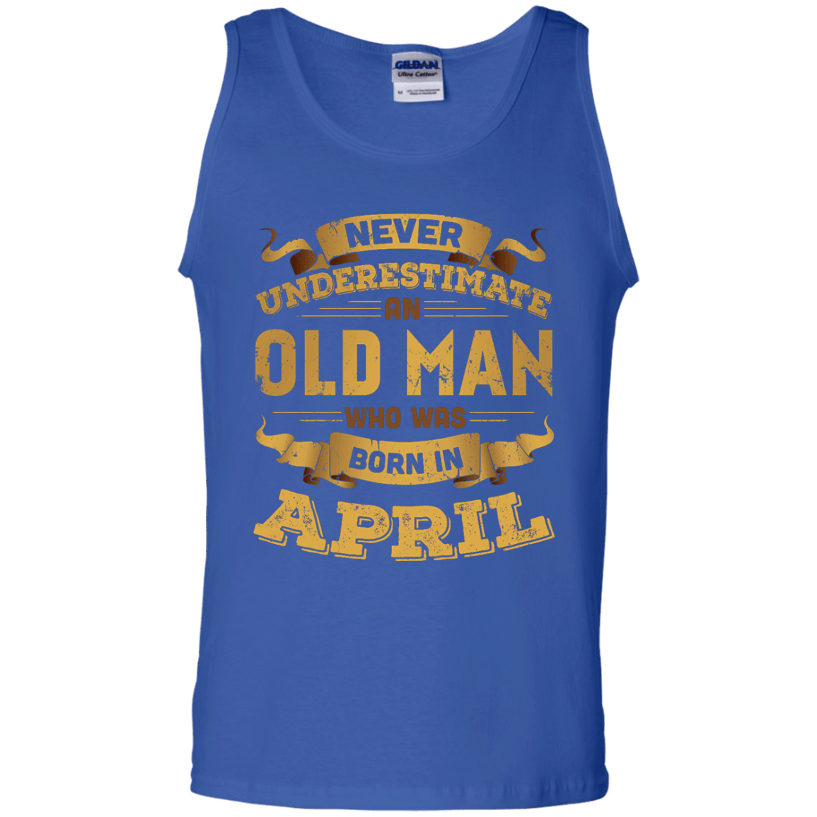 Never Underestimate An Old Man Who Was Born In April-T-Shirt & Hoodie-Unisex Tank-Royal