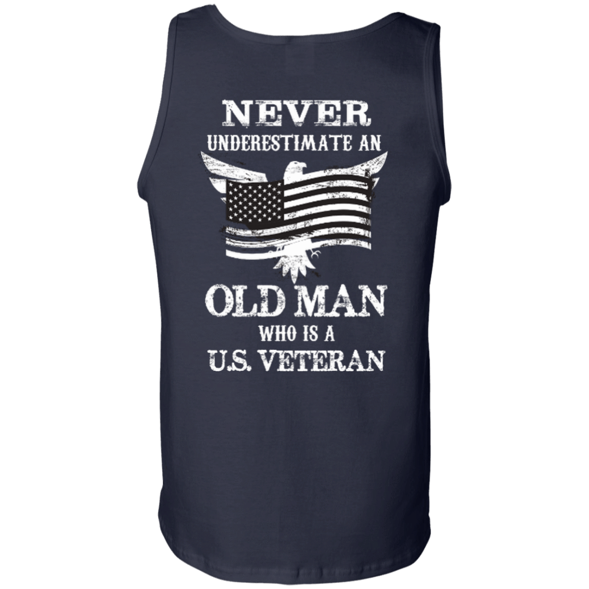 Never Undetimate US veteran-T-Shirt & Hoodie-Unisex Tank-Navy
