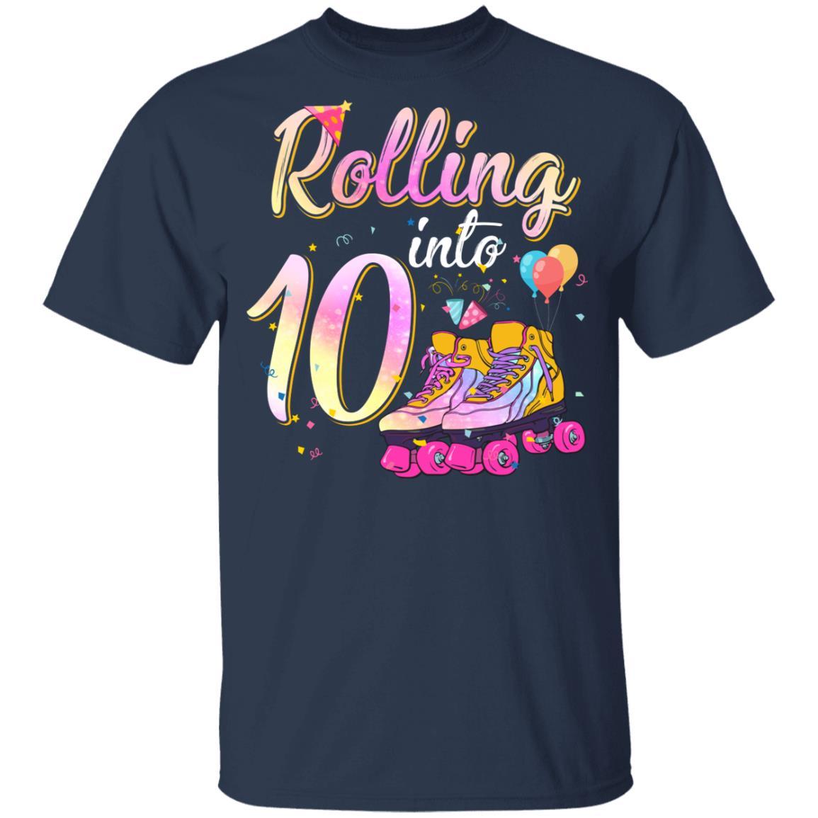 10 Years Old Birthday Girls Roller Skates 80's 10th Birthday Youth-Youth Shirt-Youth T-Shirt-Navy