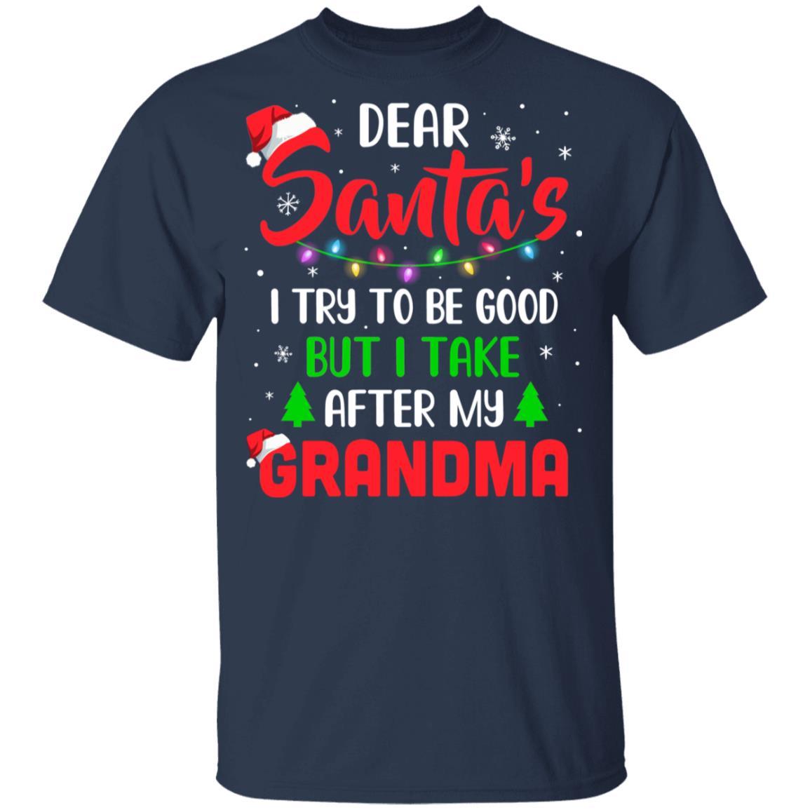 Dear Santa I Tried To Be Good But My Grandma Christmas Kids Youth-Youth Shirt-Youth T-Shirt-Navy