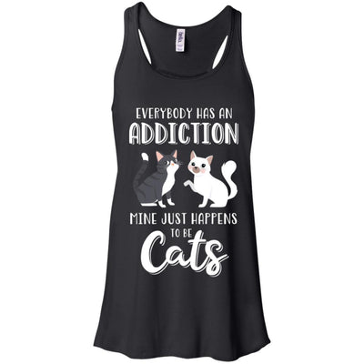 Everybody Has An Addiction Mine Just Happens To Be Cats-T-Shirt & Tank Top-Women's Flowy Racerback Tank-Black