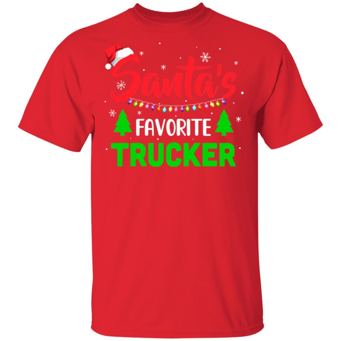 Santa's Favorite Trucker Funny Christmas Xmas Gifts-T-Shirt & Sweatshirt-Classic T-Shirt-Red