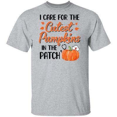 I Care For The Cutest Pumpkins In The Patch Halloween Nurse-T-Shirt & Hoodie-Classic T-Shirt-Sport Grey
