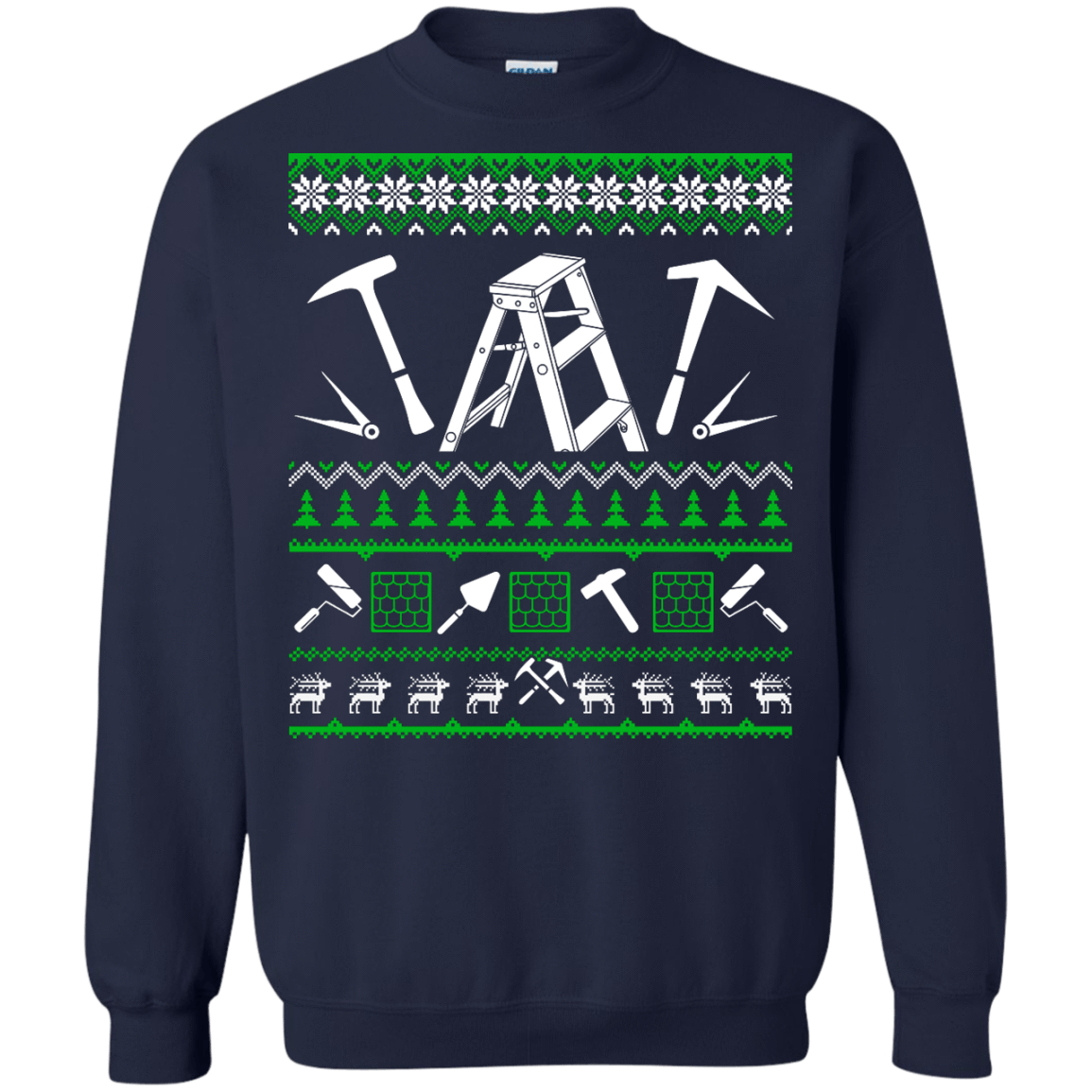 Roofer Christmas Sweater-T-Shirt & Hoodie-Crewneck Sweatshirt-Navy