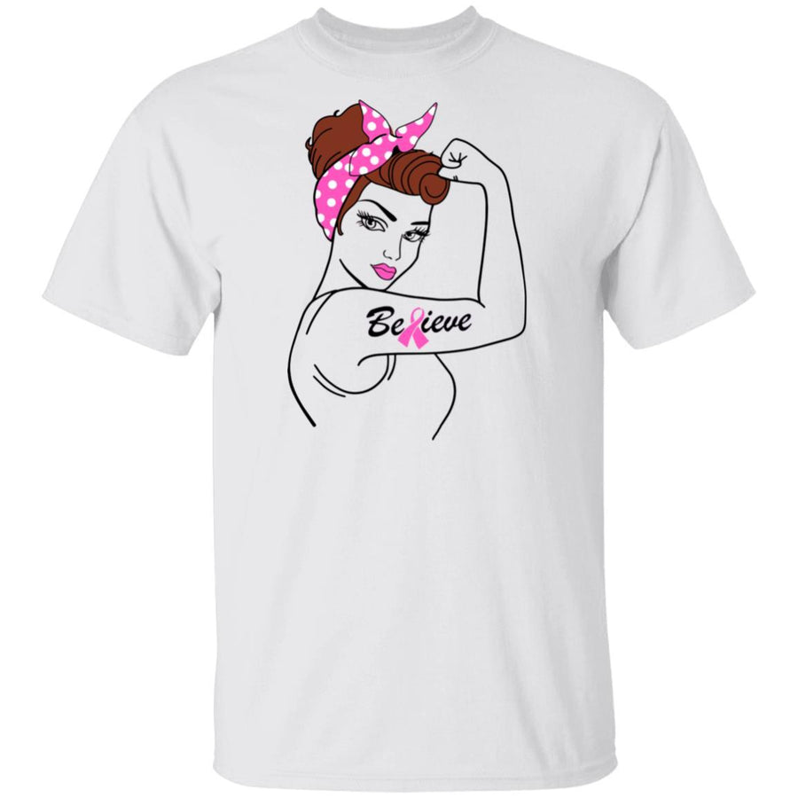 Support Breast Cancer Awareness Warrior Believe-T-Shirt & Hoodie-Classic T-Shirt-White