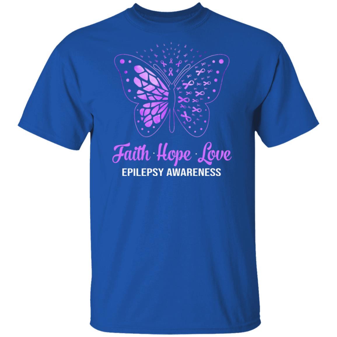 Faith Hope Love Purple Butterfly Epilepsy Awareness-T-Shirt & Hoodie-Classic T-Shirt-Royal