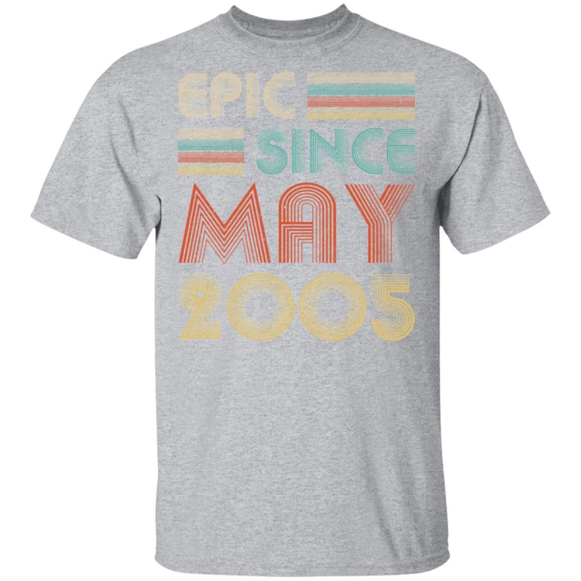 Epic Since May 2005 Vintage 16th Birthday Gifts-T-Shirt & Hoodie-Classic T-Shirt-Sport Grey