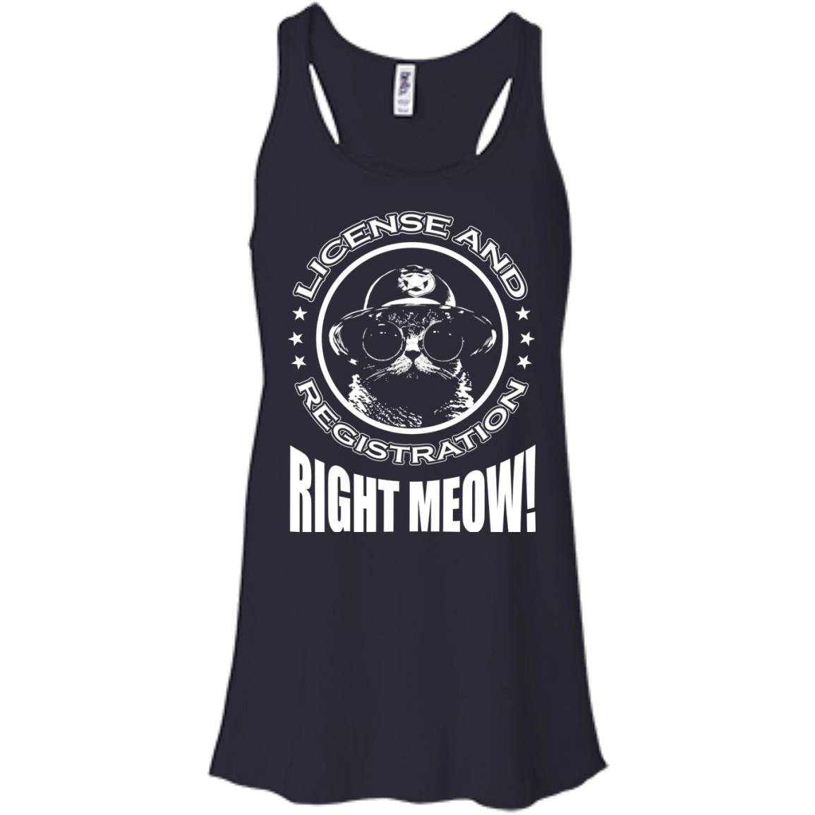 License And Registration Meow-T-Shirt & Hoodie-Women's Flowy Racerback Tank-Midnight