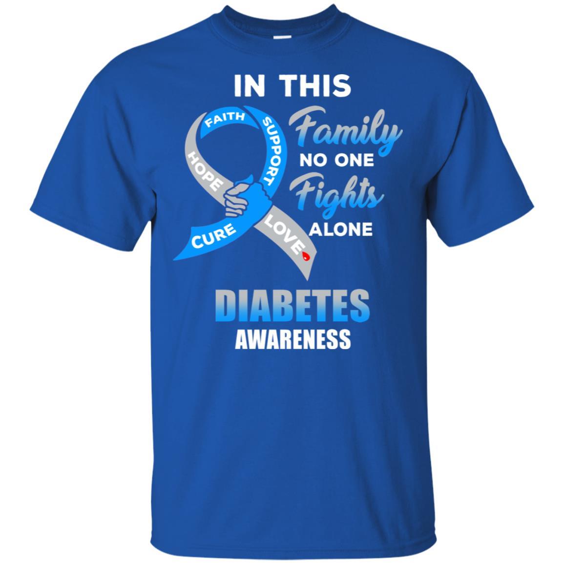 In This Family No One Fights Alone Diabetes Awareness-T-Shirt & Hoodie-Classic T-Shirt-Royal