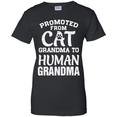 Promoted From Cat Grandma To Human Grandma Gifts-T-Shirt & Hoodie-Women's T-Shirt-Black